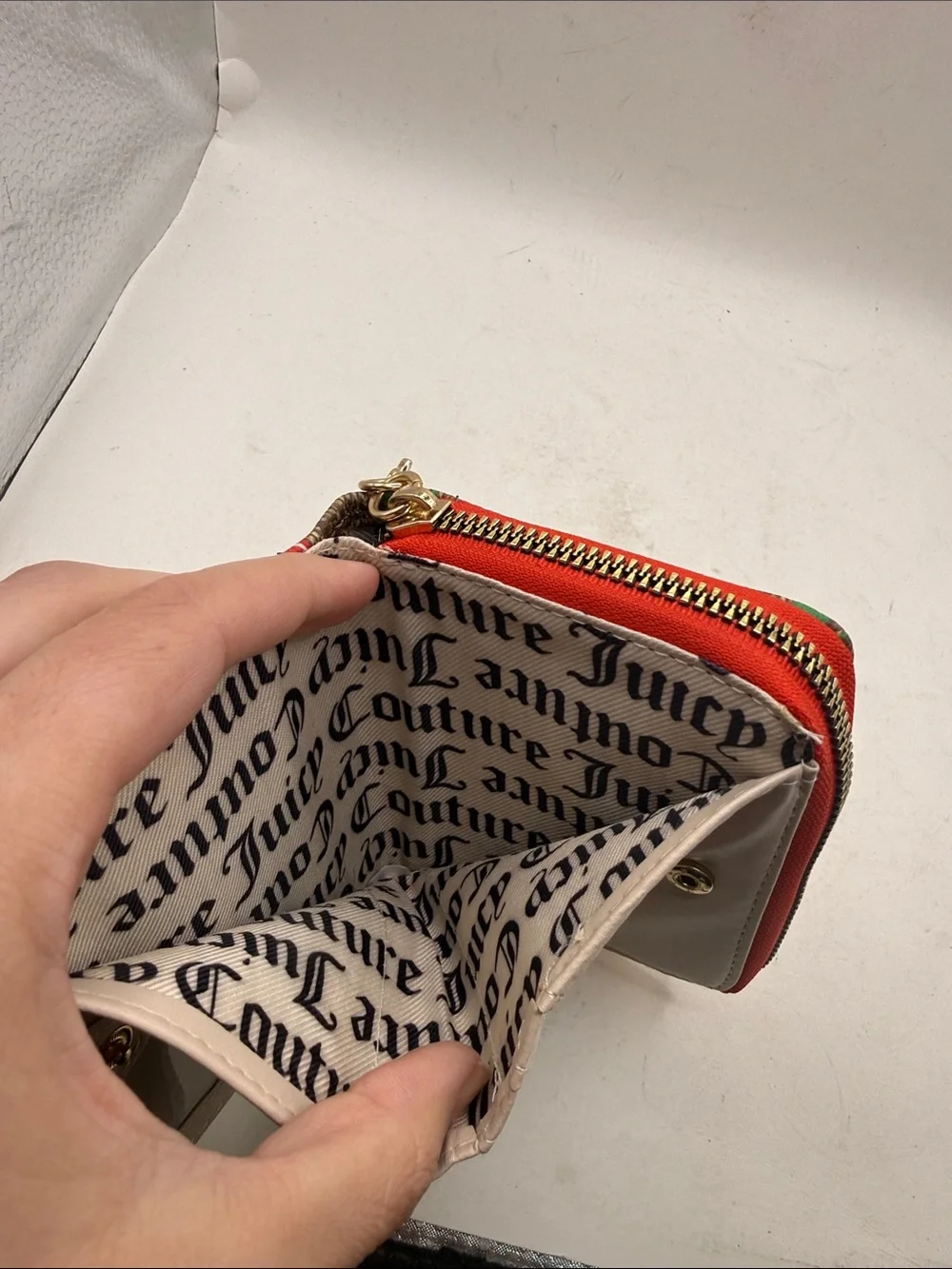 Juicy Couture Juicy Fruit Small Zip Around Wallet ID Card Holder Brown Red